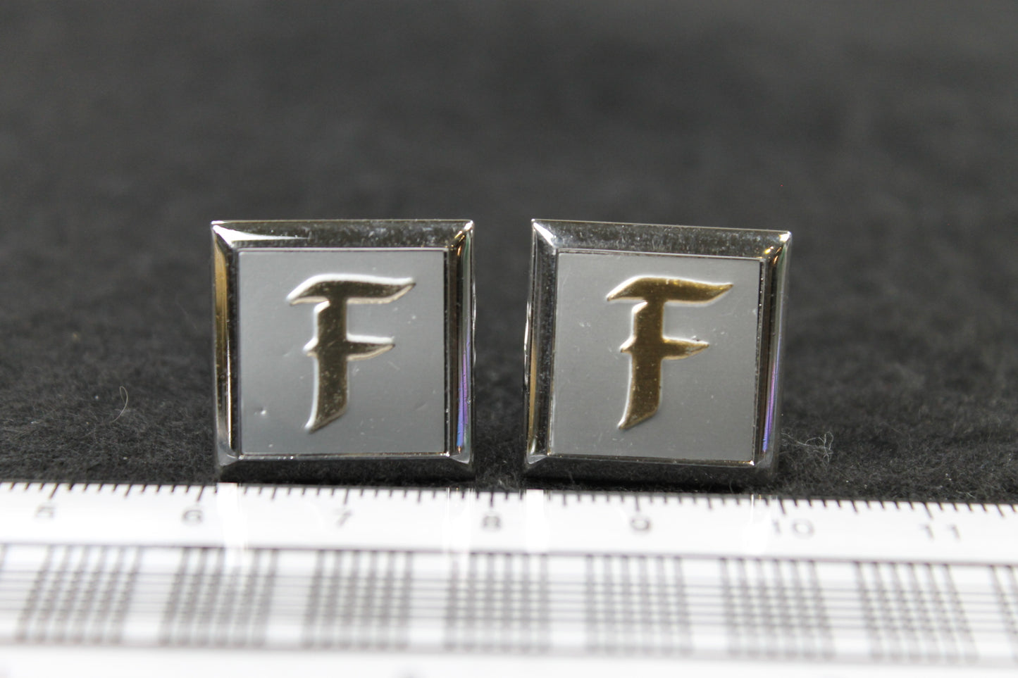 Vintage Square Silver Initial F Cufflinks
