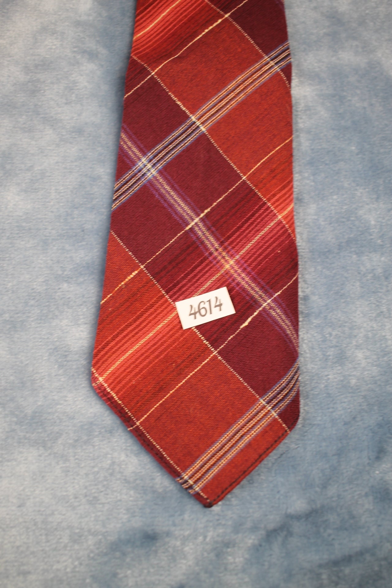Vintage hand tailored 1940s/50s red purple check swing tie