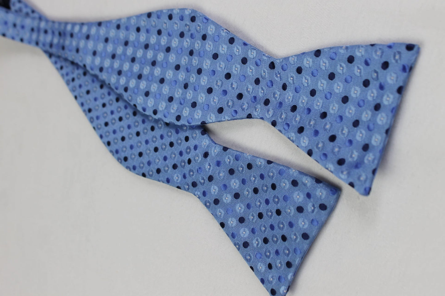 Stafford Pale Blue Polka dot Self Tie Straight End Thistle Bow Tie