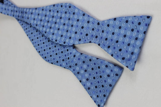 Stafford Pale Blue Polka dot Self Tie Straight End Thistle Bow Tie
