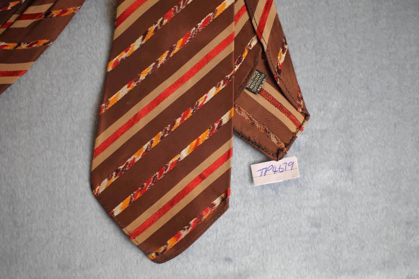 Vintage 1940s/50s 2 tone brown red striped pattern swing tie