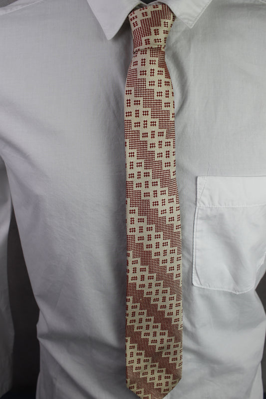 Vintage Stix Baer & Fuller Dore 1960s all silk red cream pattern tie