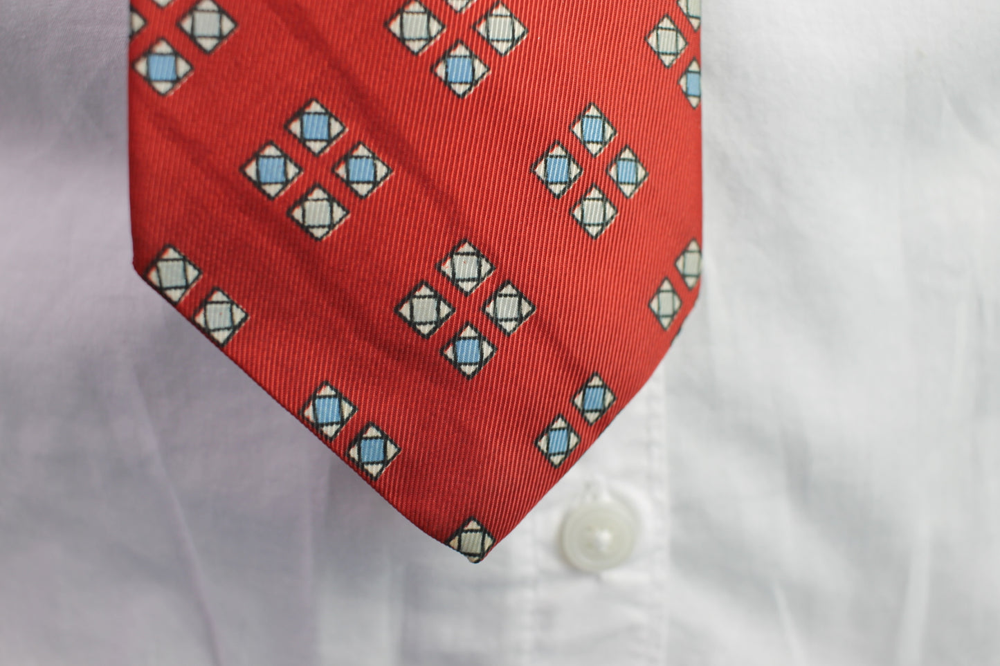 Vintage Haband 1950s/60s bright red blue green squares pattern tie