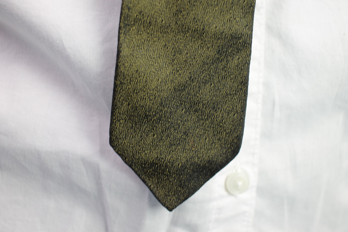 Vintage gold black flecked metallic look motif pattern skinny tie