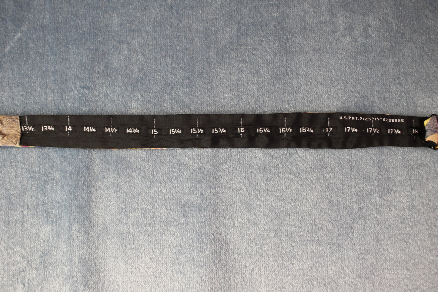 Vintage Lord & Taylor self tie thistle end beige blue yellow check bow tie adjustable