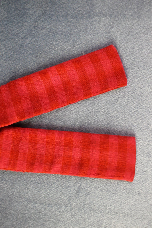 Vintage Rooster self tie straight end deep red checked bow tie adjustable