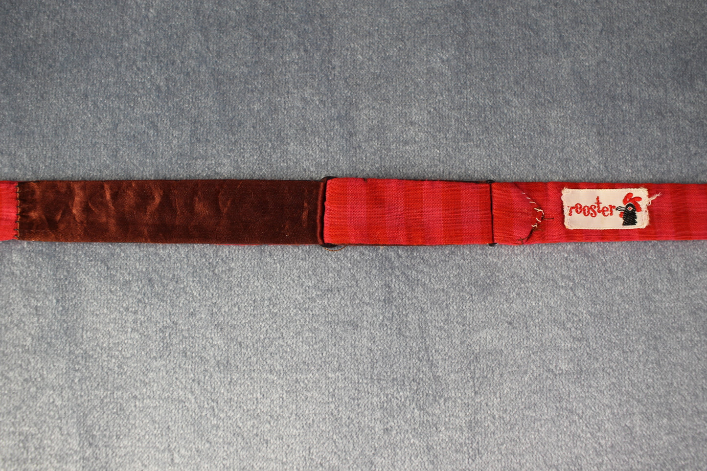 Vintage Rooster self tie straight end deep red checked bow tie adjustable