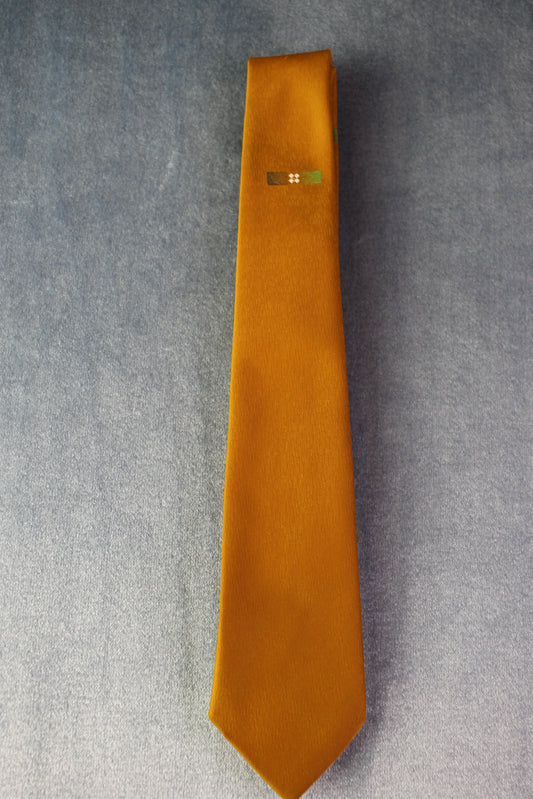 Vintage Penneys Towncraft mustard green black faded motif pattern skinny tie