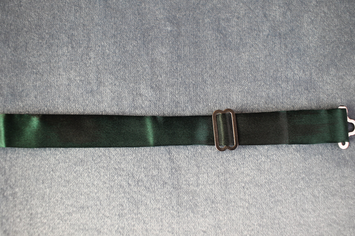 Vintage pre-tied dark green satin bow tie adjustable