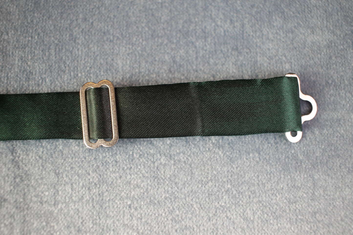 Vintage pre-tied dark green satin bow tie adjustable