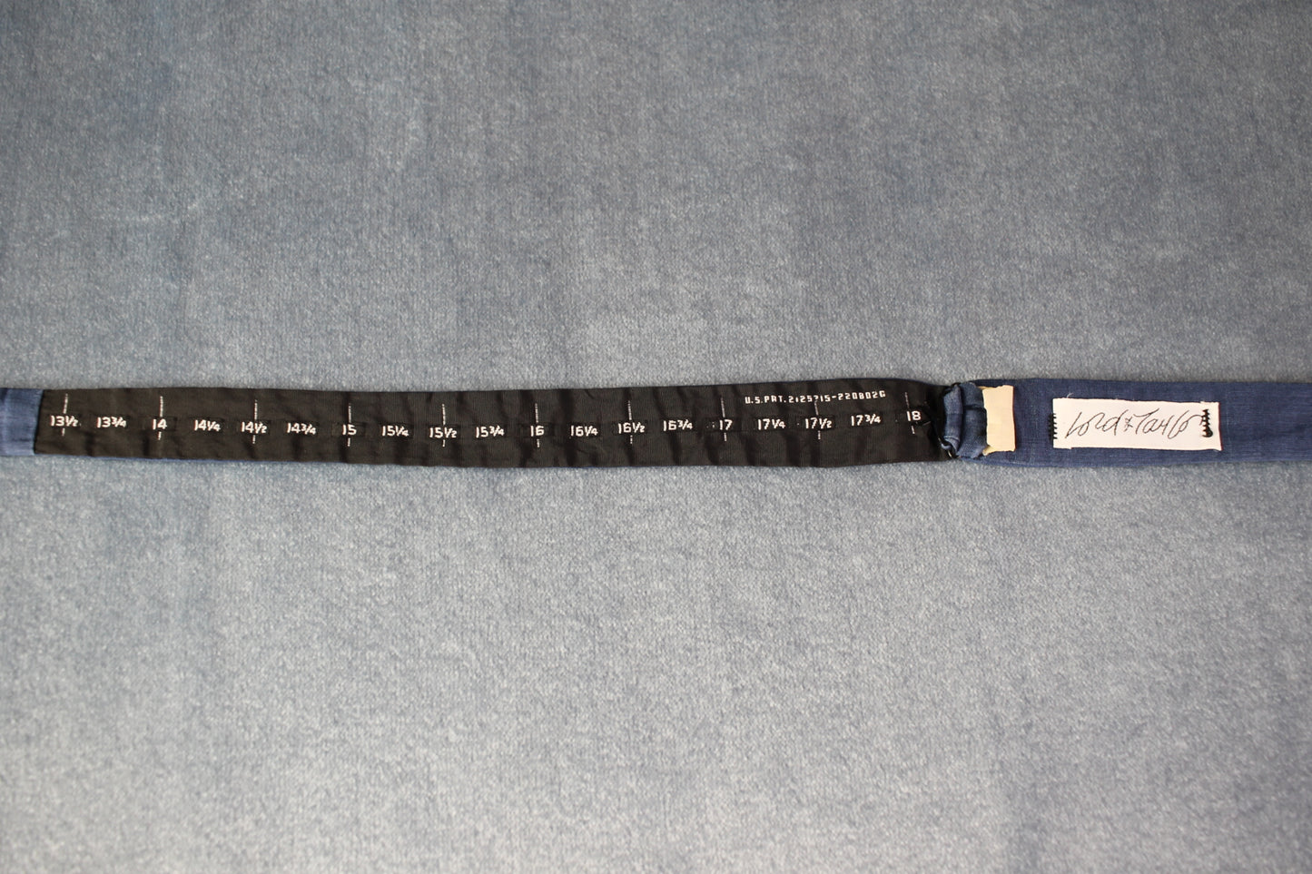 Vintage Fold & Taylor self tie thistle end denim blue colour bow tie adjustable