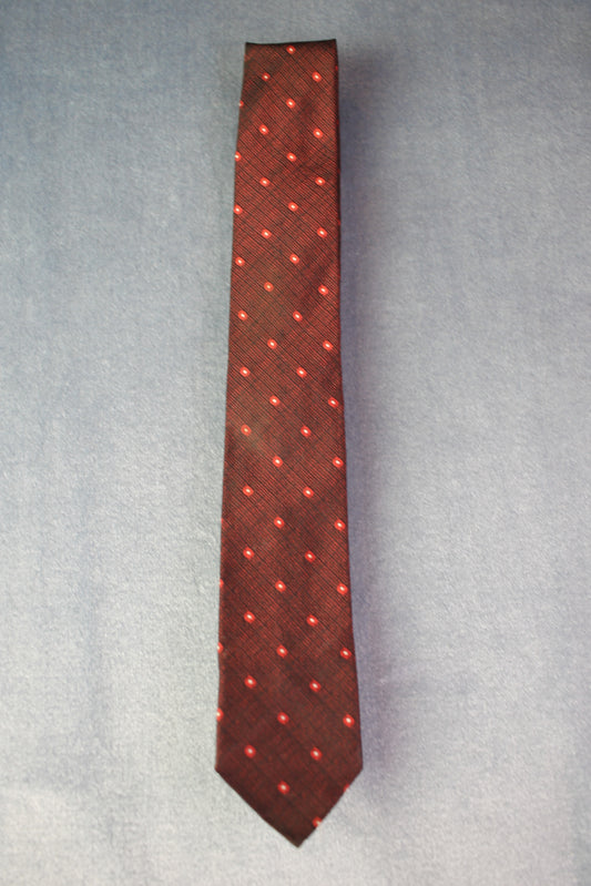 Vintage Wemlon by Wembley dark red black metallic look spotted pattern skinny tie