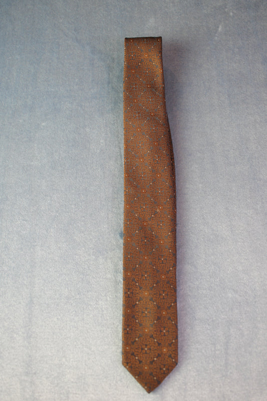 Vintage Netherlands made brown patterned skinny tie