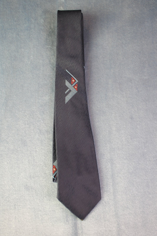 Vintage Metcalf blue grey red motif skinny tie