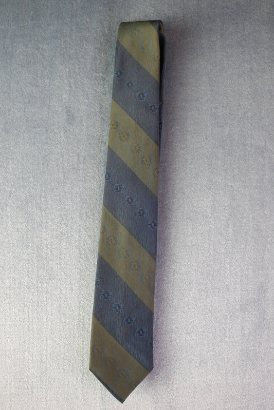 Vintage blue gold stripe pattern skinny tie