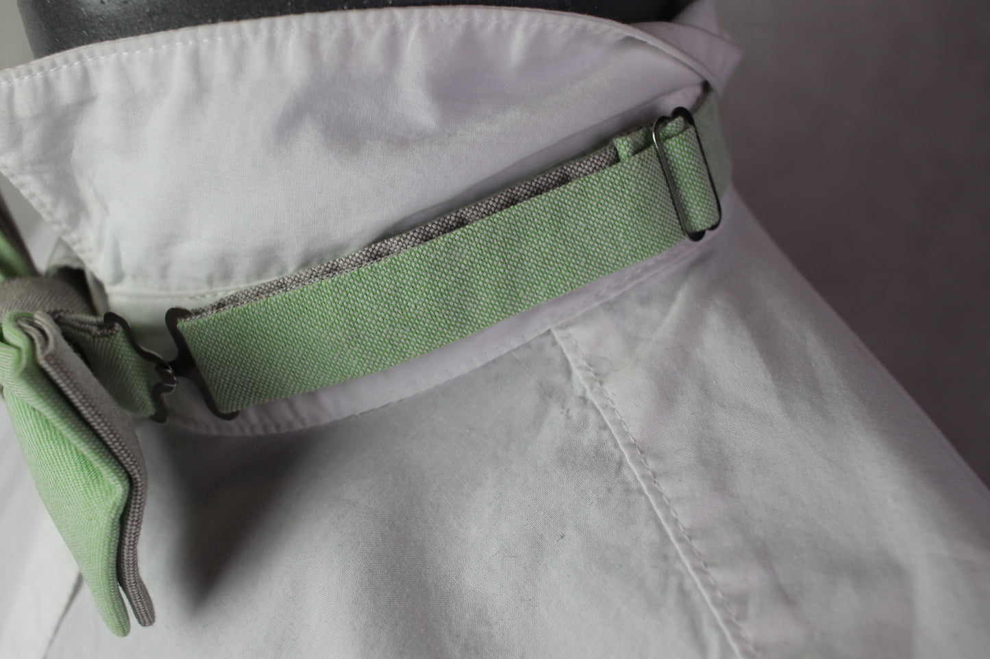 Vintage pre-tied mint green grey bow tie adjustable