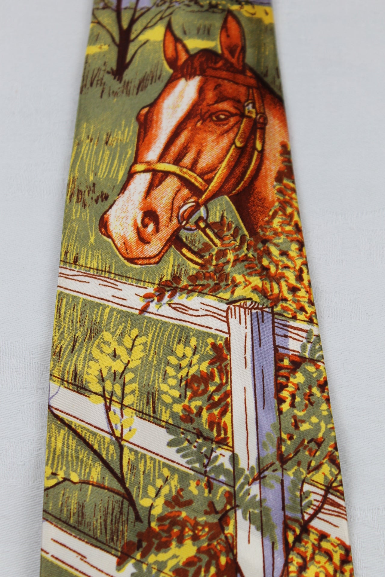 Vintage Arco Cravats Horse Scene Picture Tie 1940s/50s