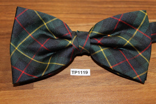 Vintage 100% Silk Tartan Plaid Pre-tied Adjustable Bow Tie
