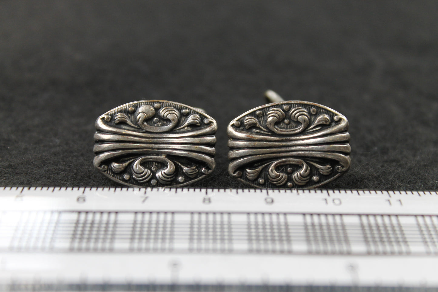 Vintage Pewter Coloured Embossed Cufflinks