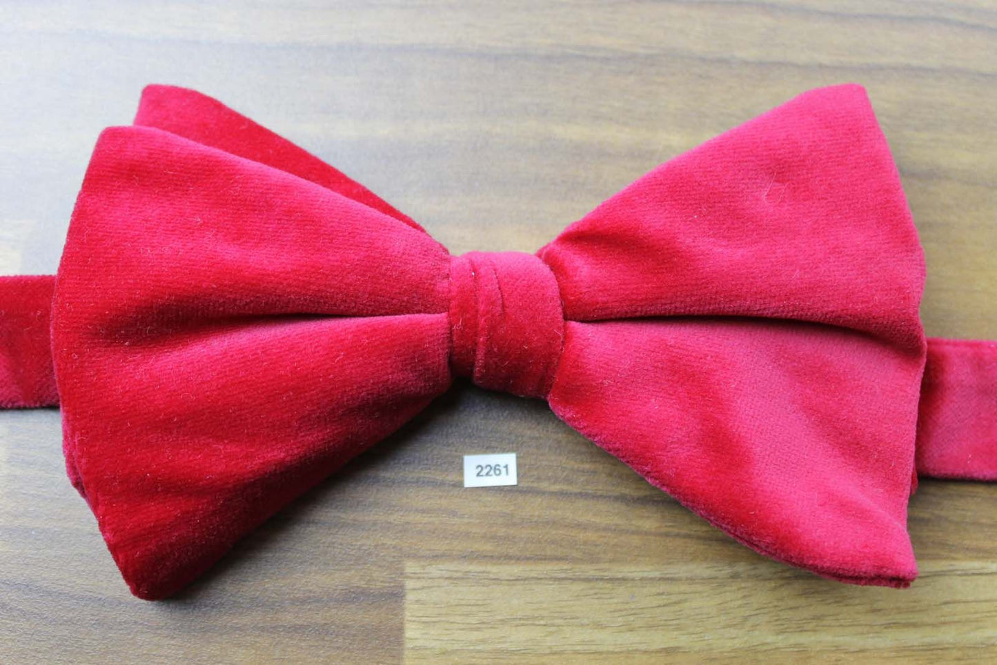 Vintage 1970s Pre Tied Bow Tie Cherry Red Velvet Adjustable