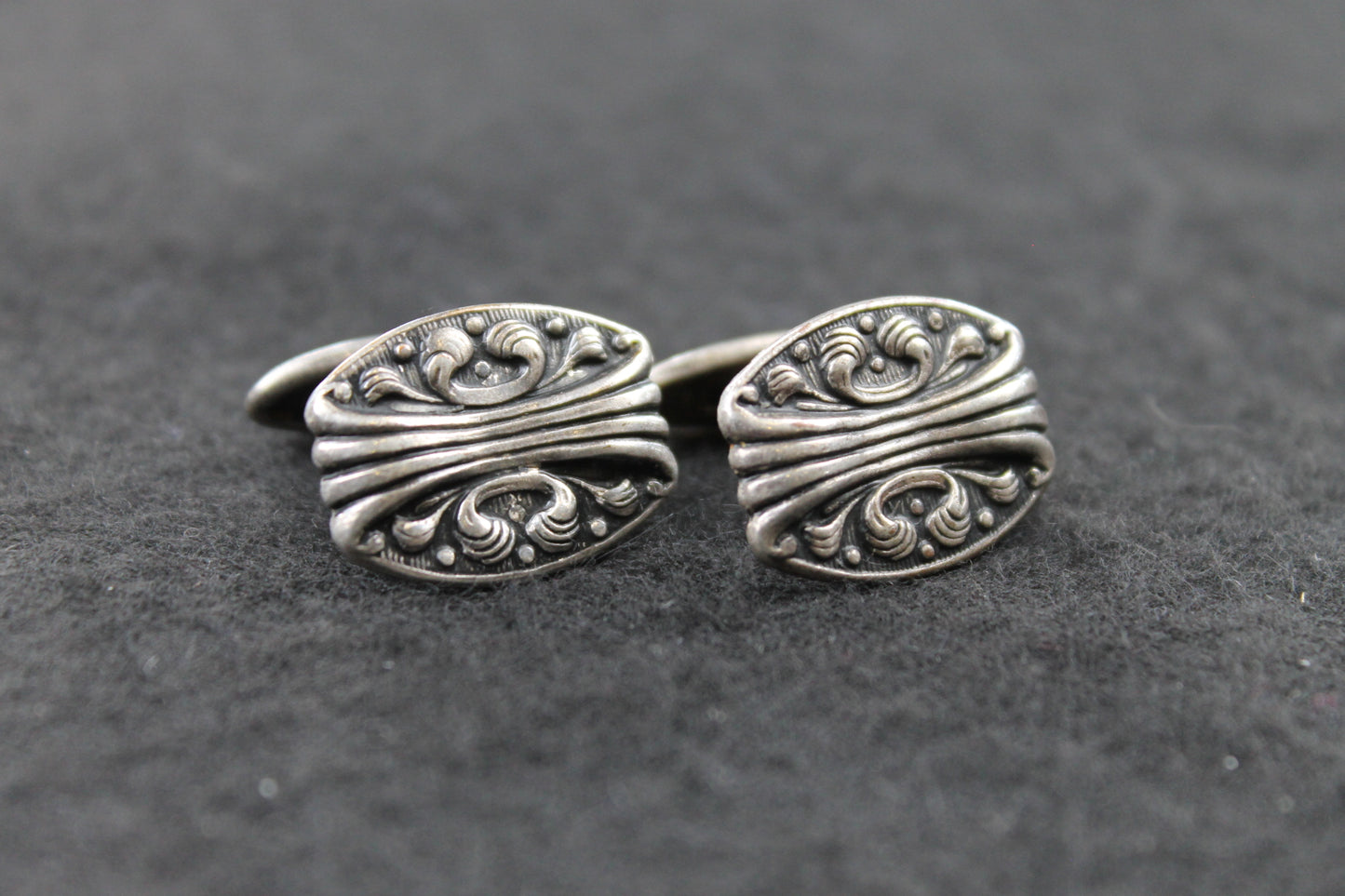 Vintage Pewter Coloured Embossed Cufflinks