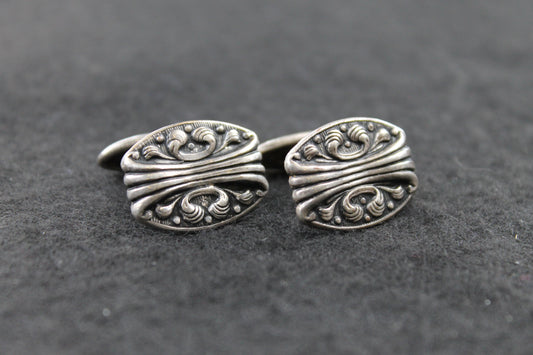 Vintage Pewter Coloured Embossed Cufflinks