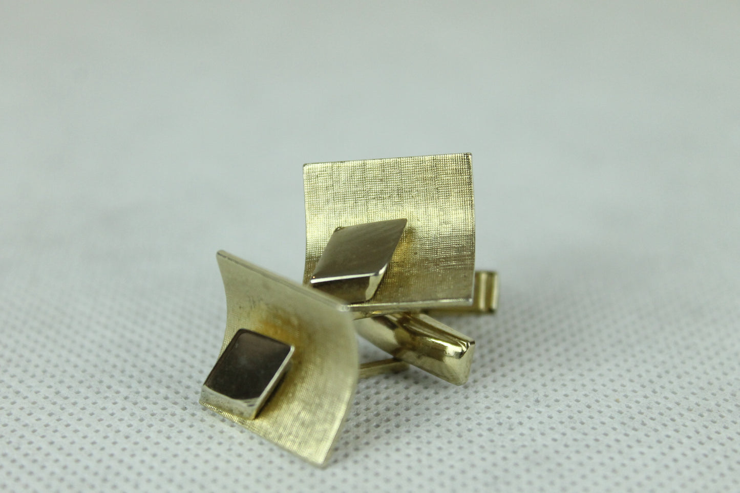 Vintage Curved Gold Square Cuff Links