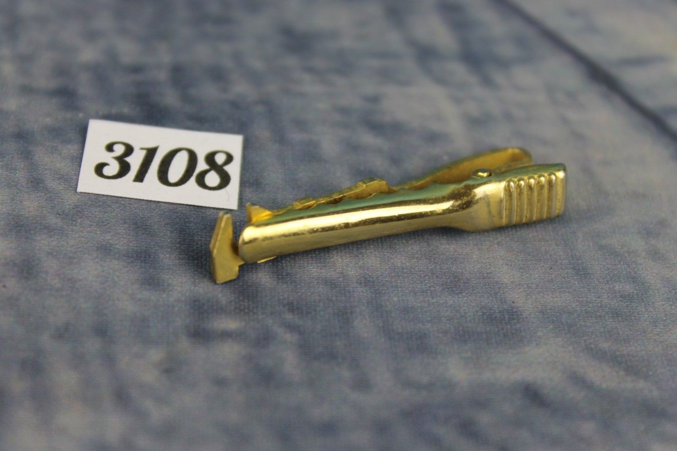 Vintage Gold & Silver Metal Tie Clip Adjustable Wrench Spanner Mechanic