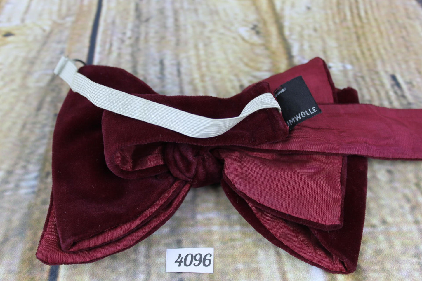 Vintage 1970s Claret Velvet Pre-Tied Bow Tie Adjustable