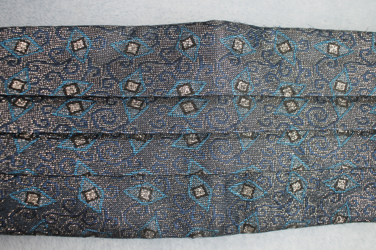Vintage Jose Piscador blue black silver sparkly pleated cummerbund