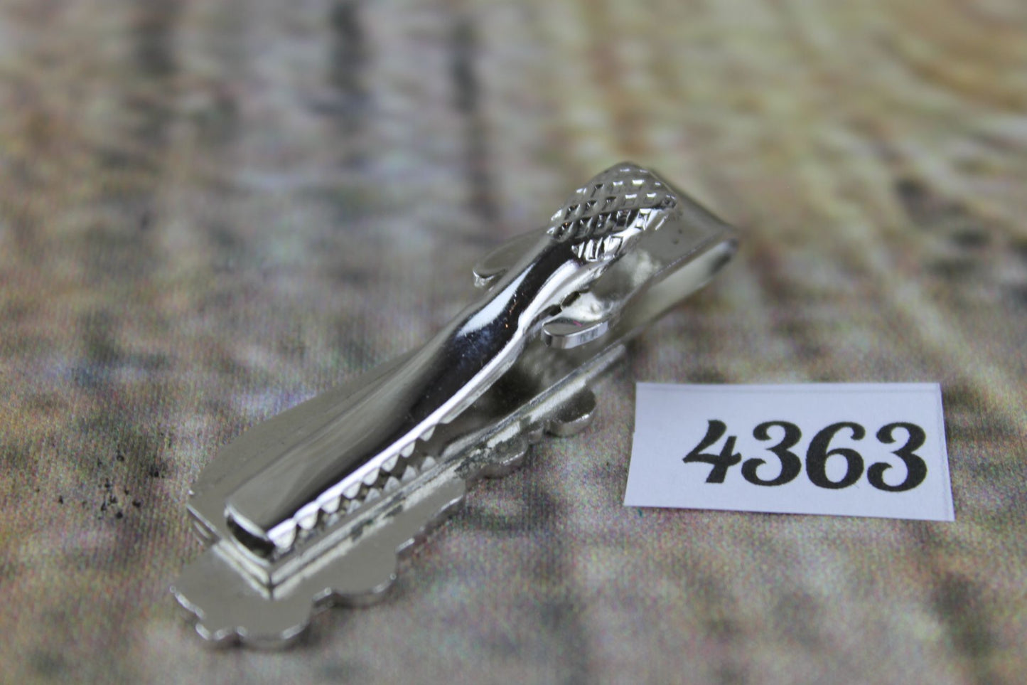 Vintage silver metal enamel large yellow american school bus tie clip