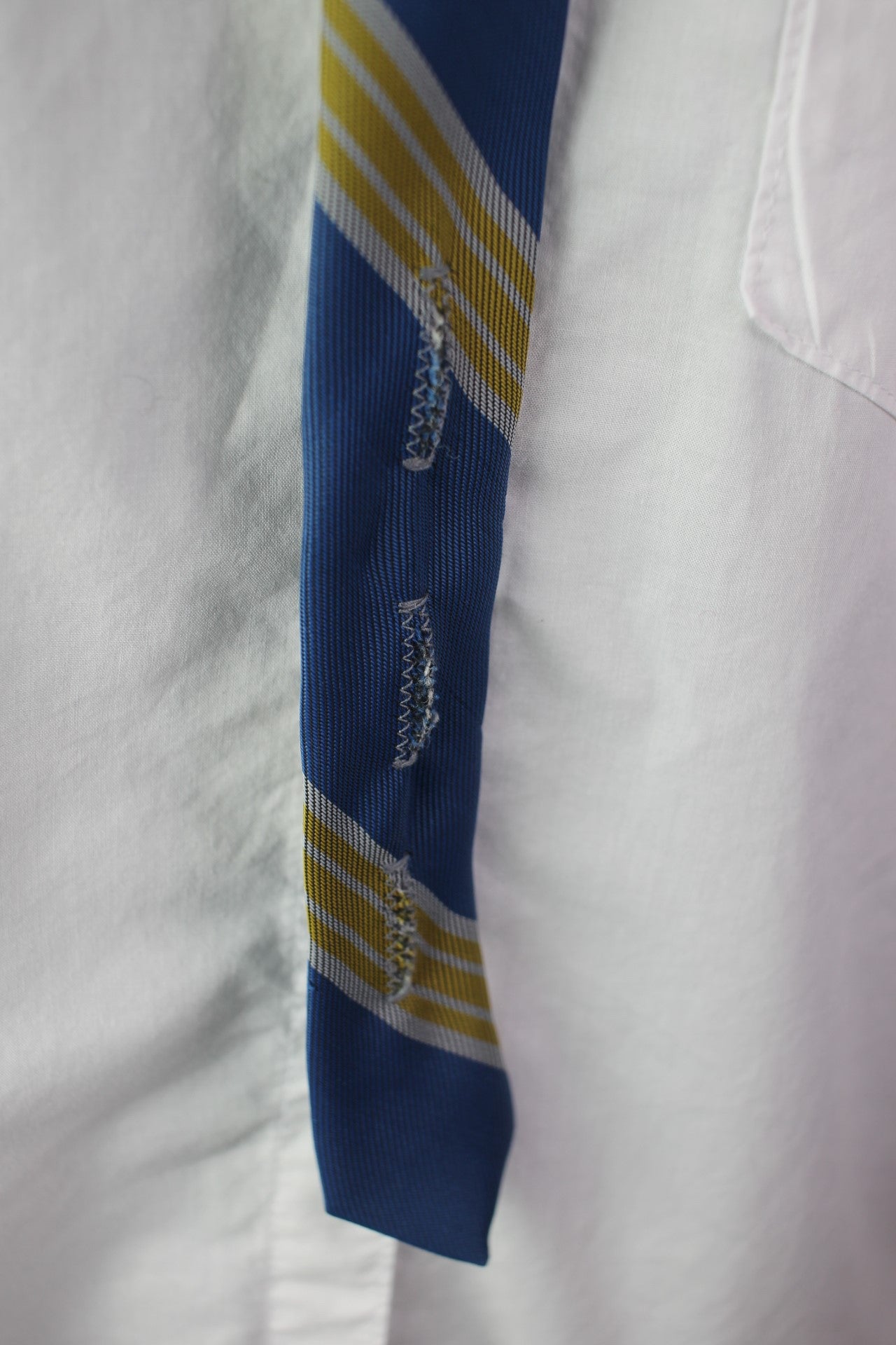Vintage Smoothie by Schreyer blue yellow silver striped pattern tie