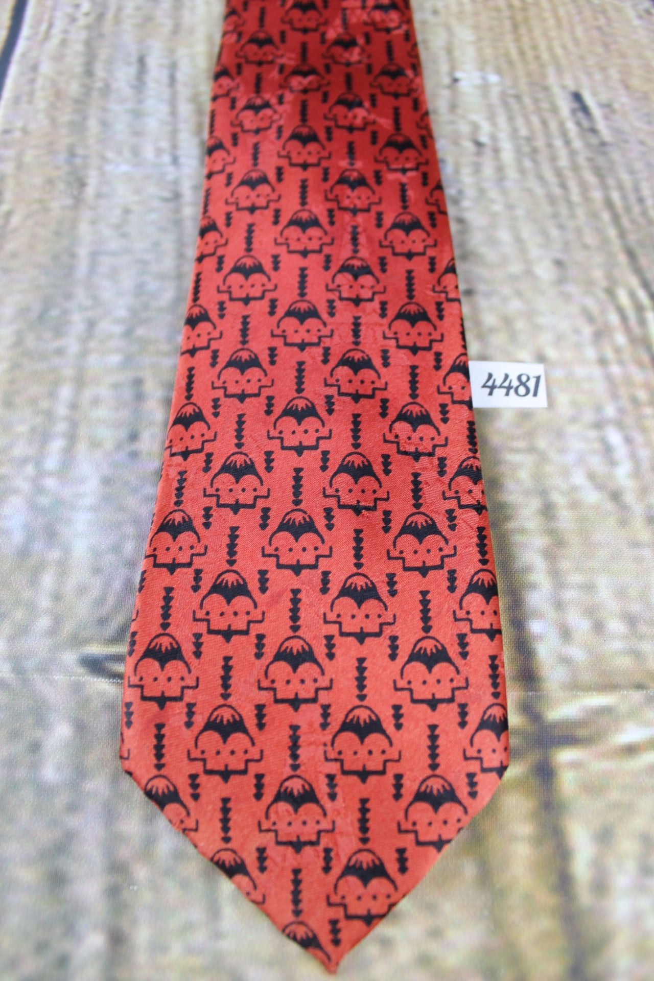 Vintage antique rose black pattern tie narrow skinny jim mod 1950s/1960s