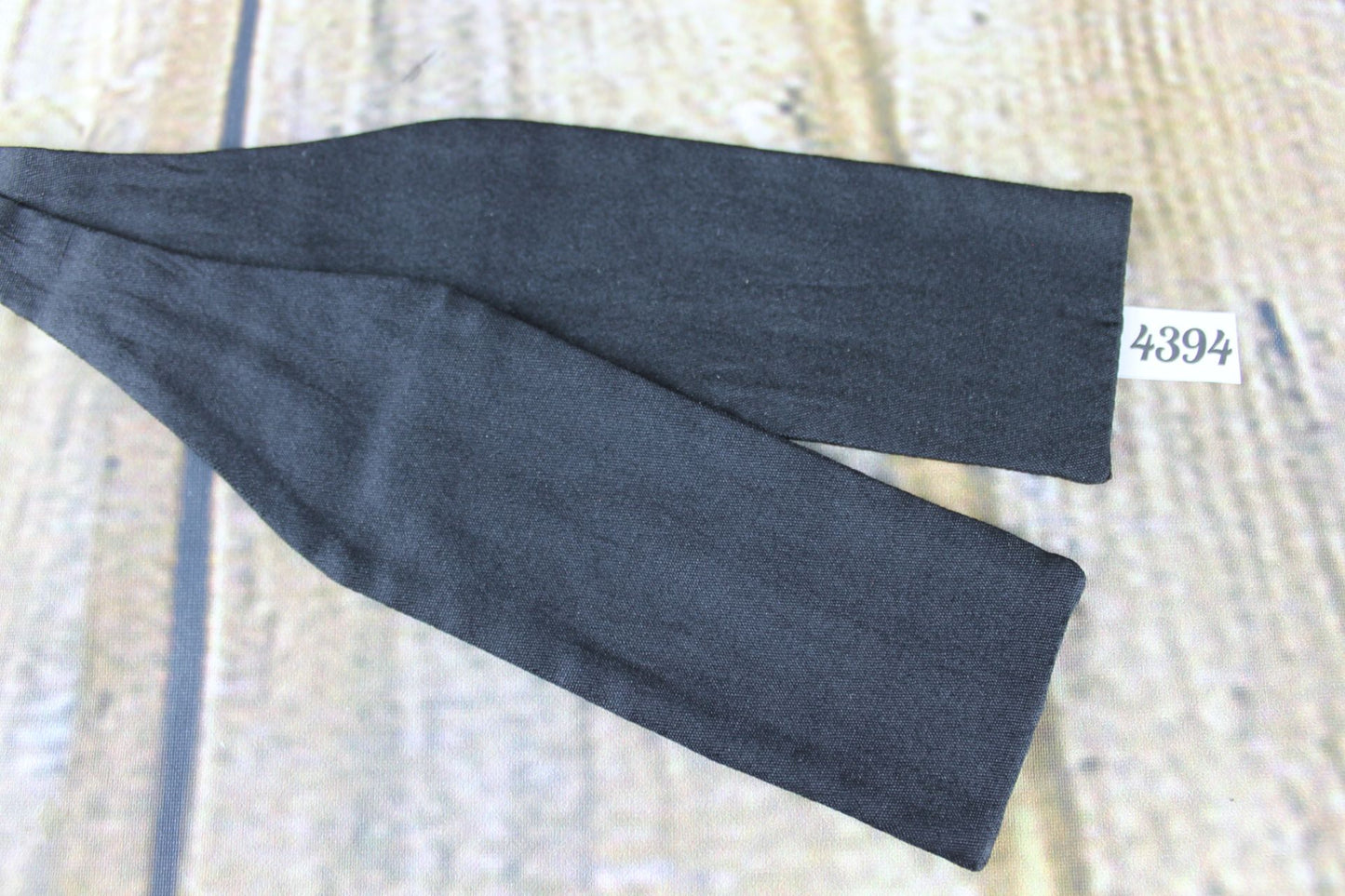 Vintage Classic Black Self Tie Straight End Paddle Bow Tie