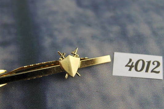 Vintage Hickock Gold Metal Tie Clip Shield & Cross Swords