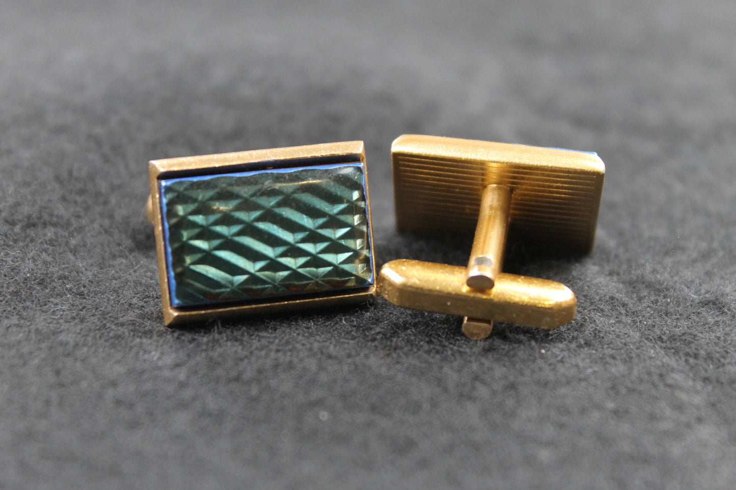 Vintage Oblong Blue Green Refractive Cufflinks