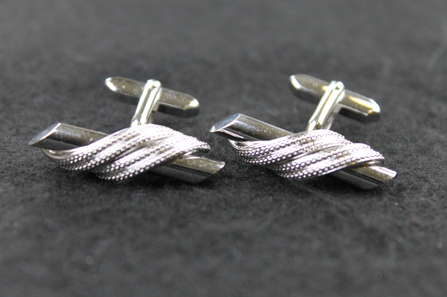 Vintage Silver Metal Rope Wrap Cufflinks