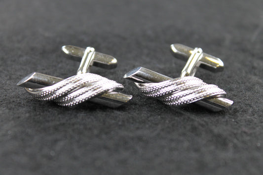 Vintage Silver Metal Rope Wrap Cufflinks