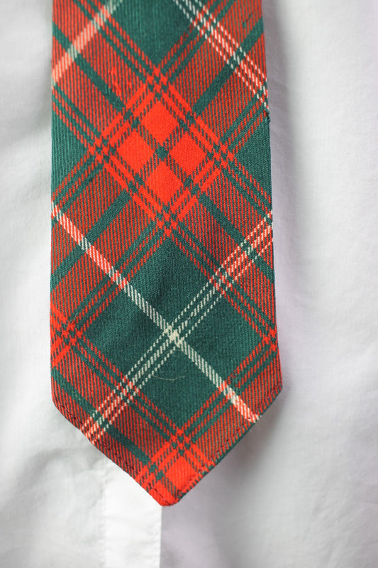 Vintage Rothesay red green tartan skinny tie