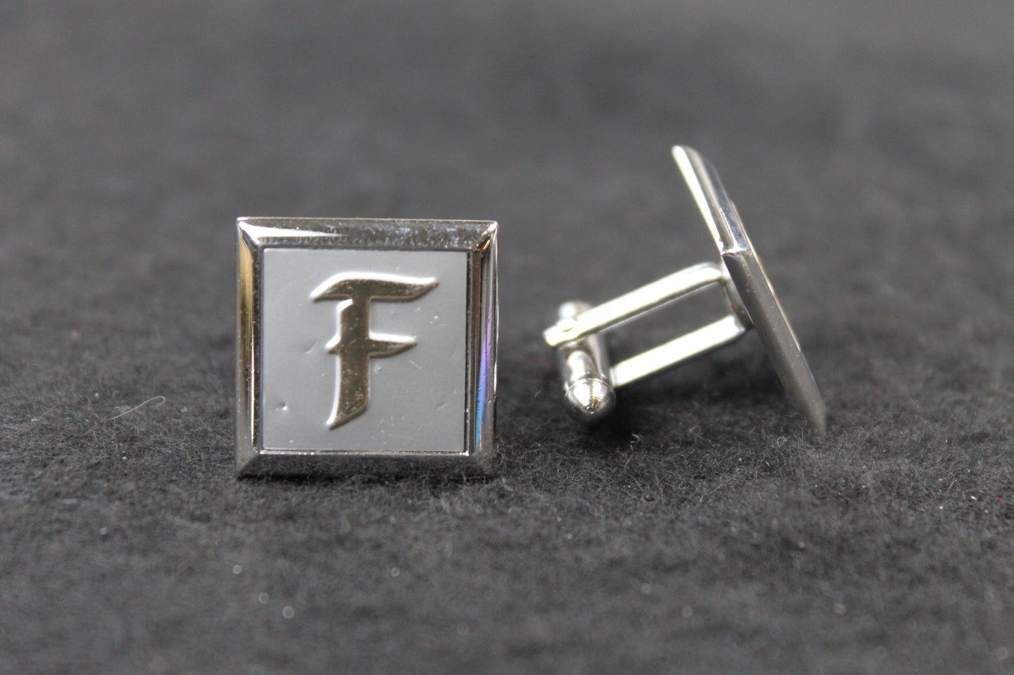Vintage Square Silver Initial F Cufflinks