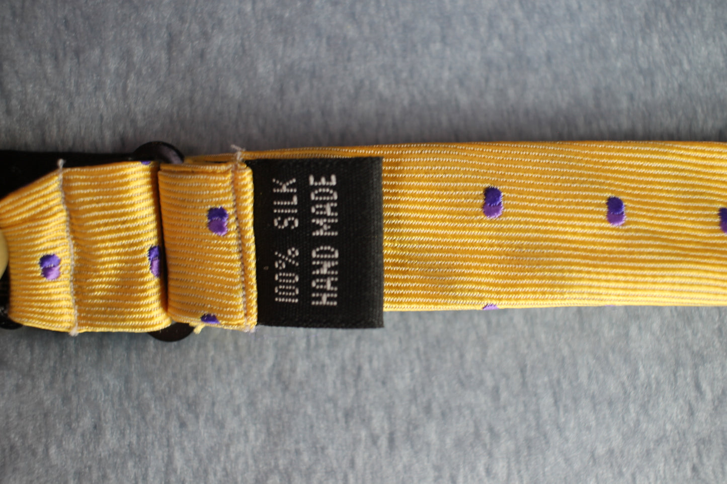 Vintage self tie thistle end 100% silk yellow purple pattern bow tie adjustable