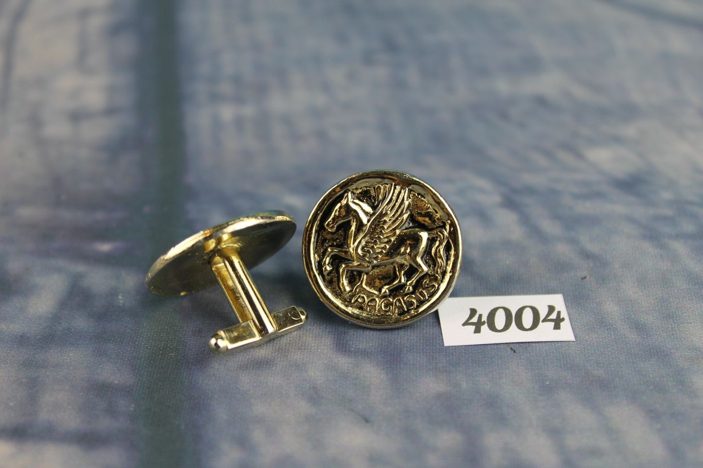 Vintage Large Gold Metal Cufflinks Pegasus