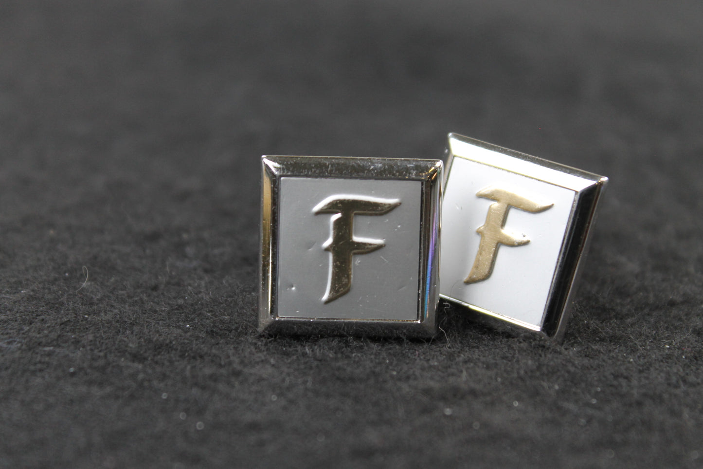 Vintage Square Silver Initial F Cufflinks