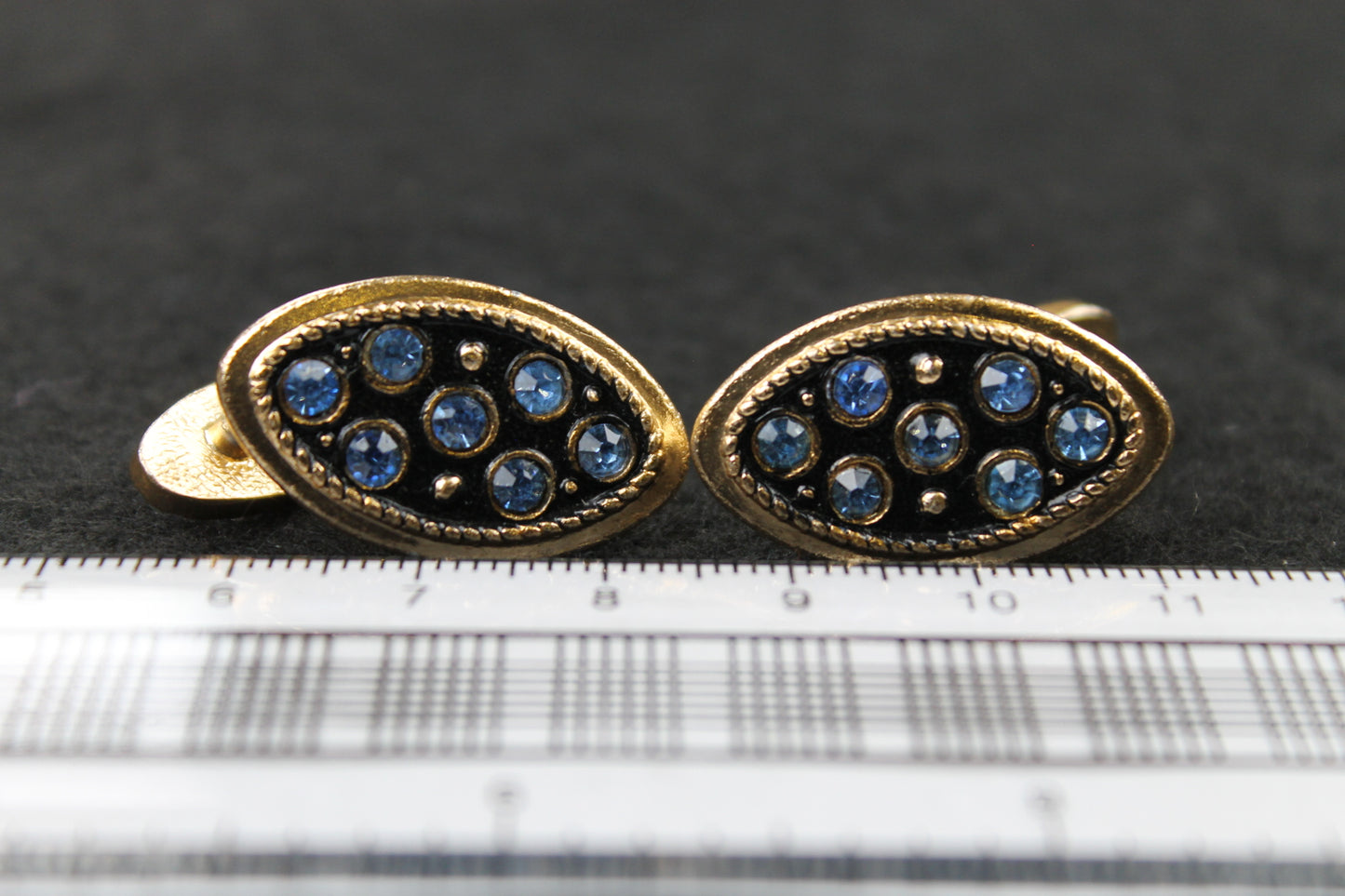 Vintage Oval Blue Diamante Inset Cufflinks