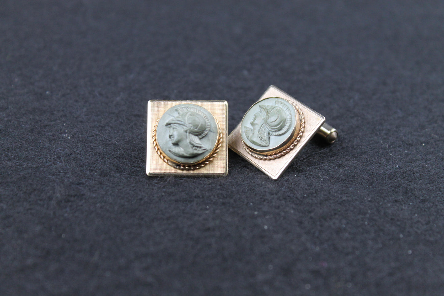 Vintage Square Spartan Head Cufflinks