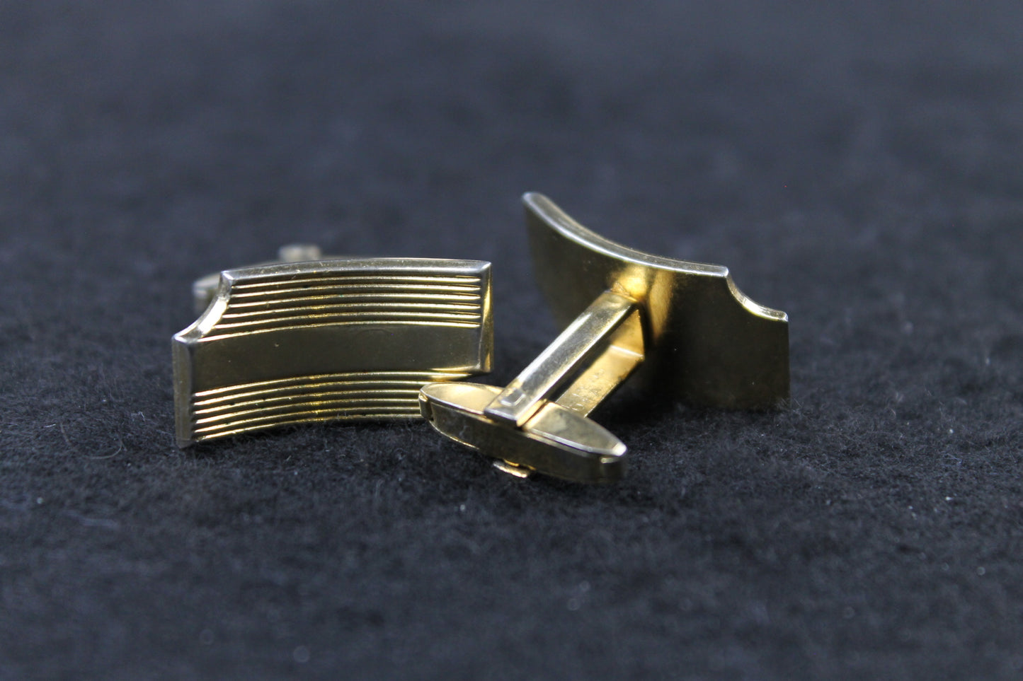 Vintage Foster Gold Metal Upward Curved Cufflinks