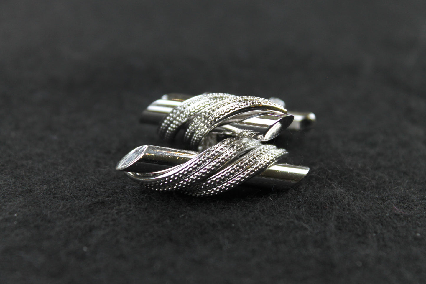 Vintage Silver Metal Rope Wrap Cufflinks