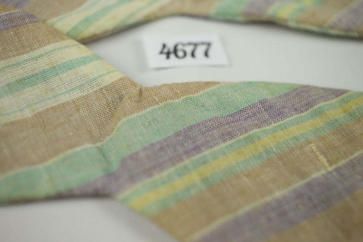 Vintage Pastel Striped Linen Self Tie Straight End Thistle Bow Tie