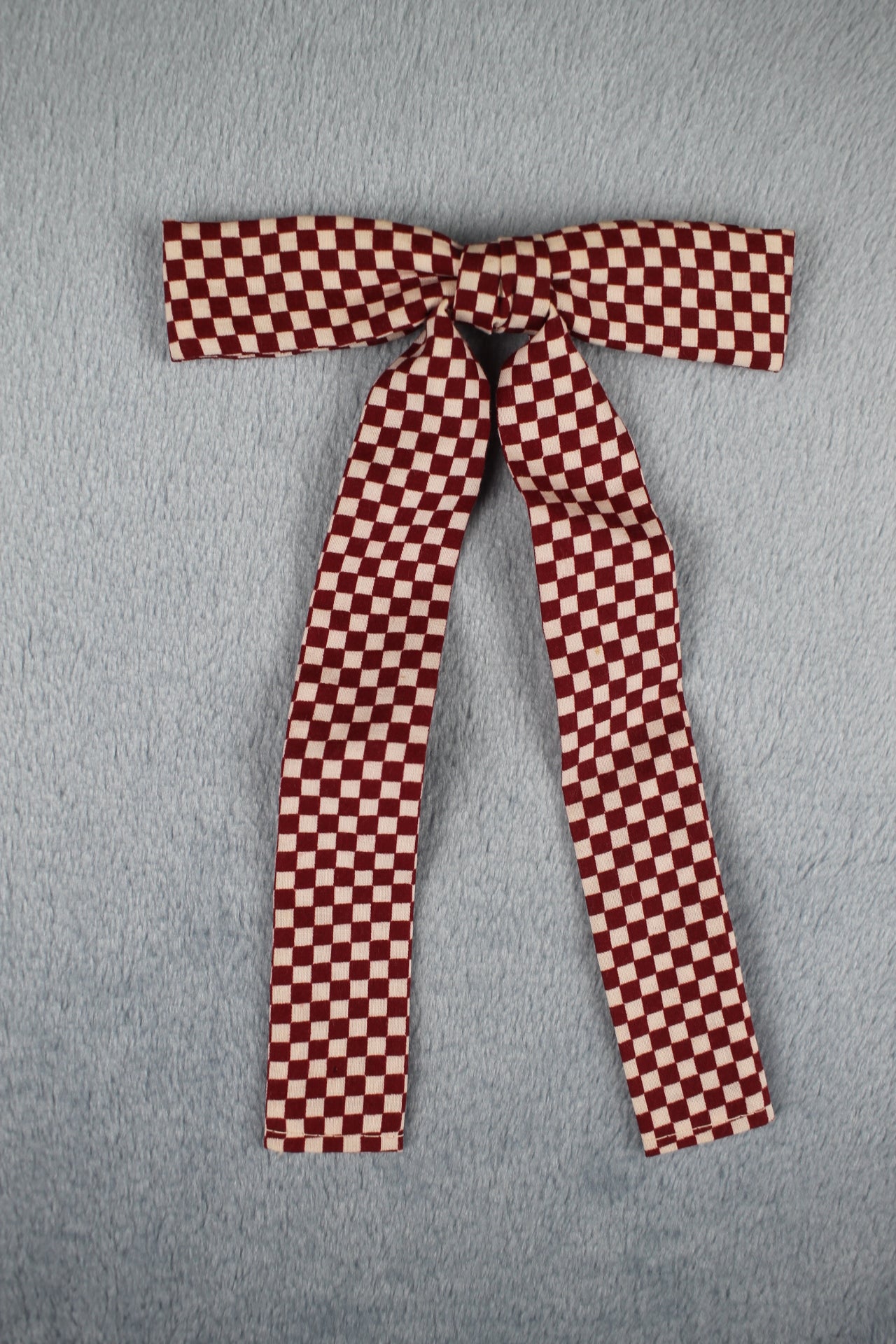 Vintage Burgundy White Chequered Western Cowboy Kentucky Square Dance Bow Tie