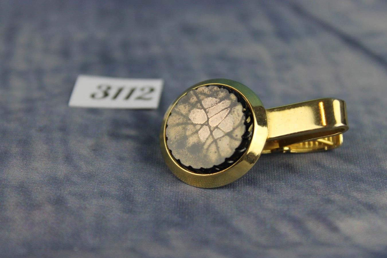 Vintage Sarah Cov Gold Metal Tie Clip Decorative Glass Stone